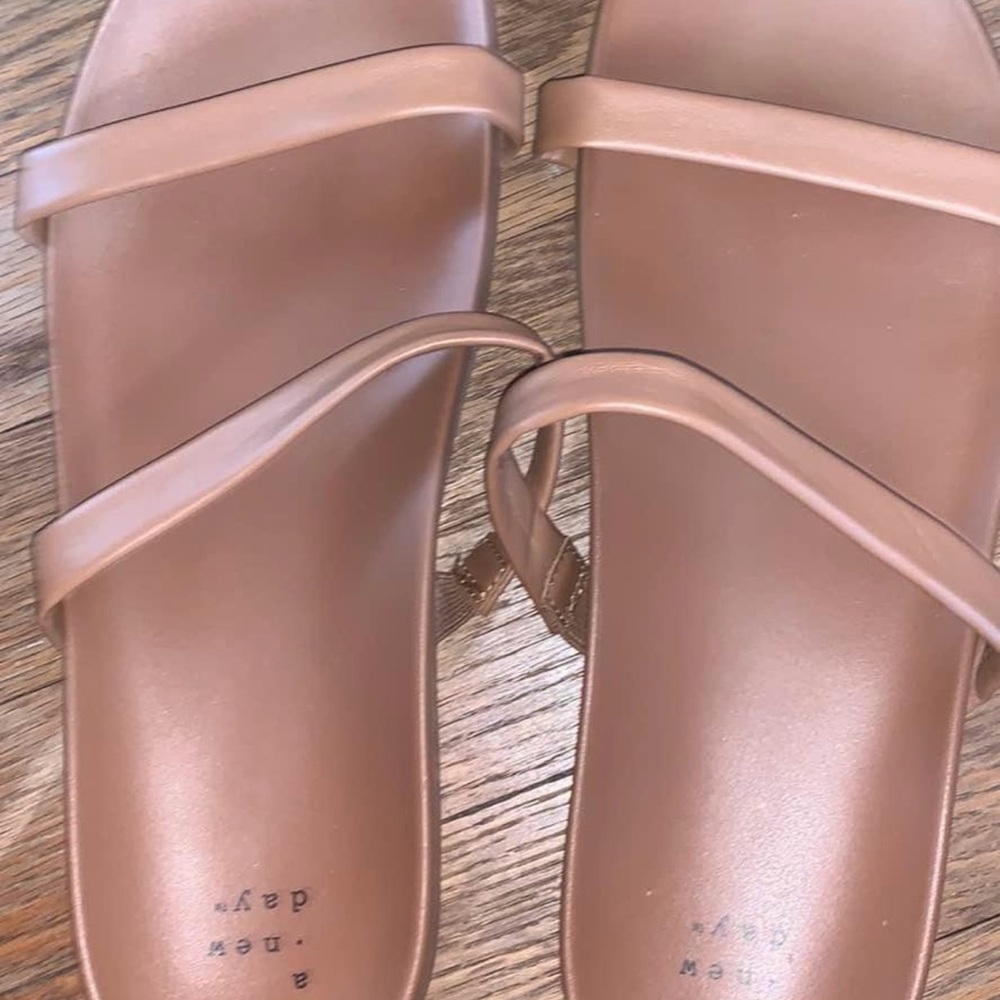A New Day Tan Slide Sandals Minimalist Design